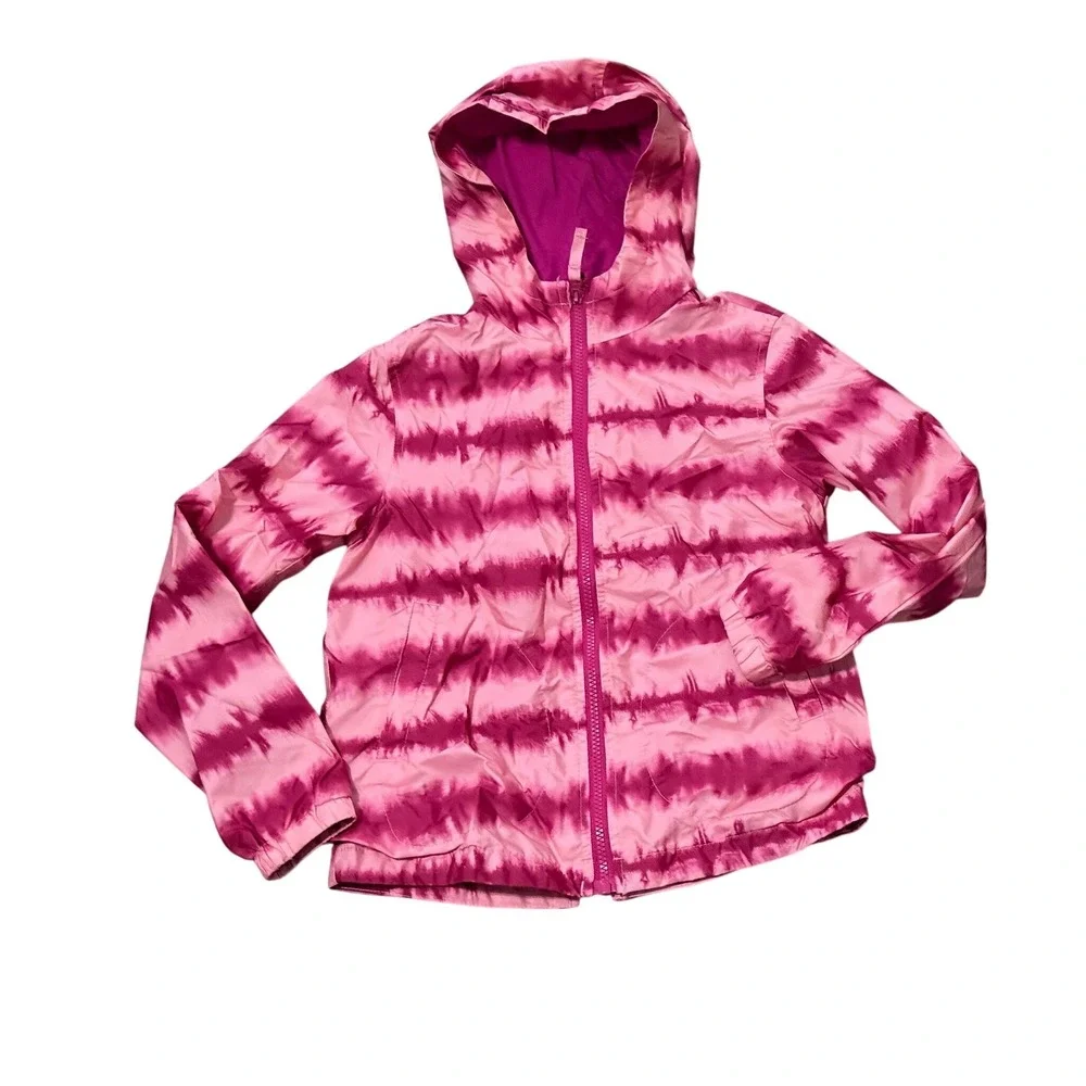 Cat & Jack Girls Pink Tie Dye Windbreaker Hooded Jacket Magenta Size M 7/8